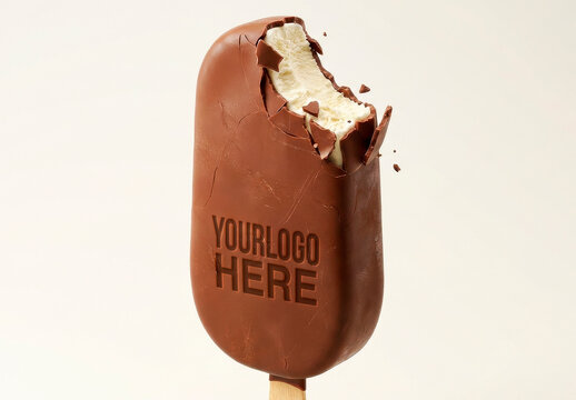 Chocolate Covered Ice Cream Bar Logo or Message Mockup