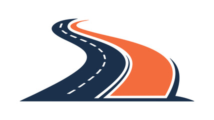 Curving road with sunset vector illustration