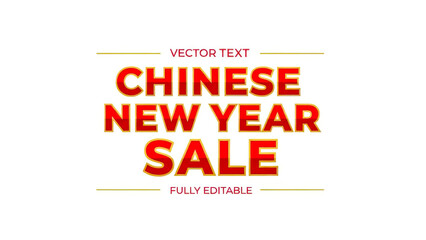 Chinese New Year Sale Typography Banner, Red and Gold Promotional Vector Text | Chinese Happy New Year 2026 
