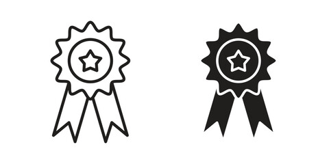 Medal icon suitable. Simple outline and solid style icon EPS10