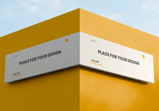 Double Corner Sign Coorporate Mockup