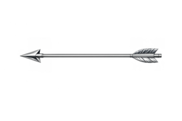 Metallic silver arrow flying, representing goal achievement, direction, accuracy, and archery hunting equipment