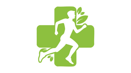 Green cross with runner icon
