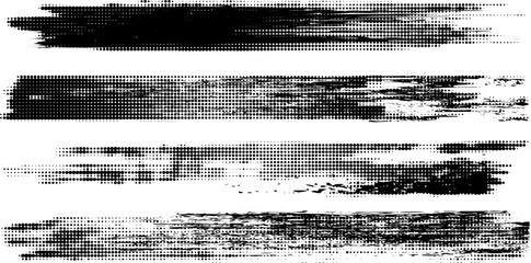 Grunge paint stripes and brayer print effects with merged black lines.