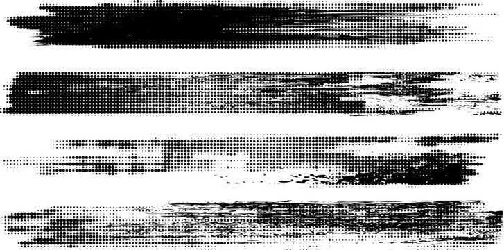 Grunge paint stripes and brayer print effects with merged black lines.