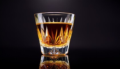 Schnapps Golden Schnapps Liquid In A Crystal Glass Light Refraction On A Dark Surface Minimalist Style Bar Promotions Beverage Menus Designed For Product Packaging And Bar Promotions