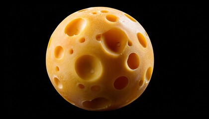 Cheese Moon A Spherical Food Resembling Swiss Cheese With Holes Isolated On Transparent Background