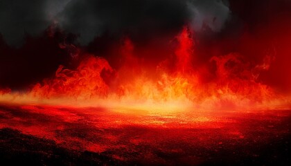 A Fiery Toned Red Sky And Abstract Black And Red Background With Smoke And Flame Effects Wide Banner For Design Generative Ai