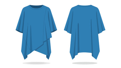 A contemporary blue asymmetrical tunic top featuring a relaxed fit perfect for modern fashion projects and versatile design templates showcasing