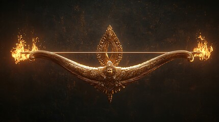 Ornate Golden Bow Trishul Hindu