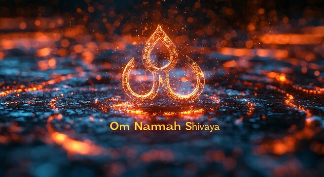 Om namah shivaya glowing sanskrit devotion art high resolution picture