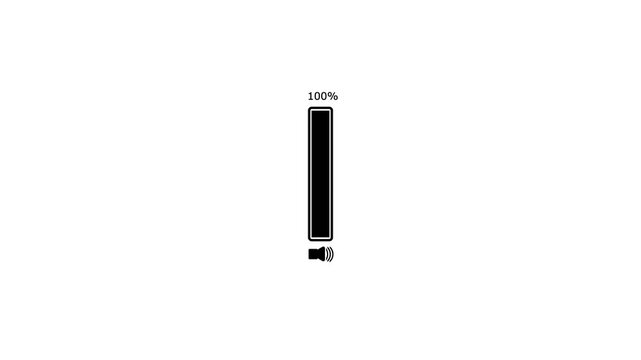 Volume up and down animation on a white background.Speaker volume icon animation.Sound volume level control on off mute button. Speaker Sound setting Control Panel, Playback Music audio scroll .