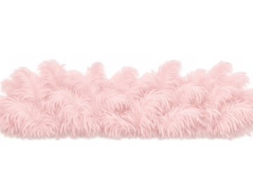Pink fluffy feathers creating a soft texture border, elegant design element with transparency for luxury or festive themes