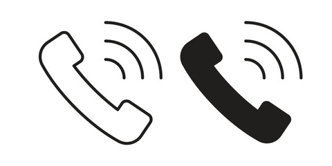Fototapeta premium Phone call icon suitable. Simple outline and solid style icon EPS10