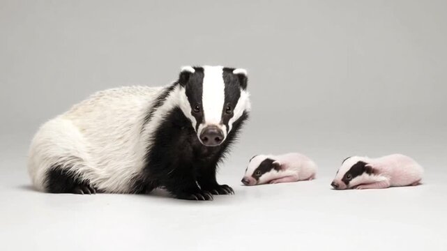 European badger moving a little