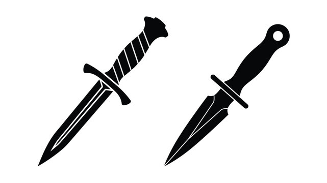 a simple black and white illustration of two daggers side by side
