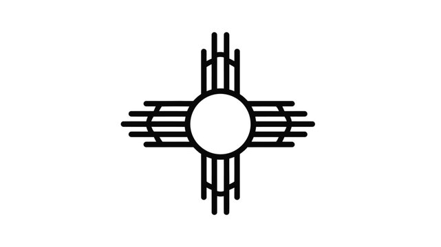 the new mexico state flag with a Zia sun symbol in black outline