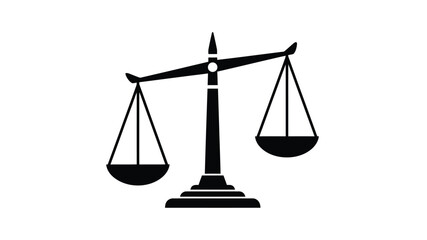 a simple black and white illustration of a balanced scale icon symbol