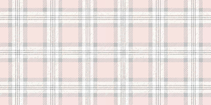 Soft pink plaid pattern with white and gray lines, ideal for fabric or background design.
