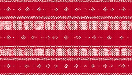 Repeating red and white knitted pattern, festive and graphic design