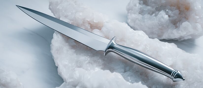 bladed knife strucyure background with stainless steel abstrat background with asbtract new art and black blade installed in it 
