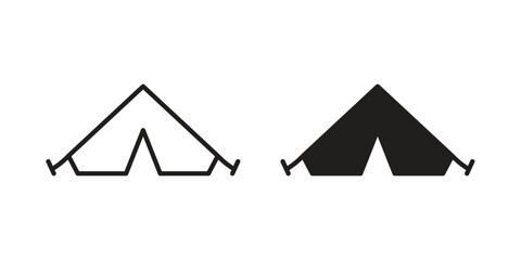 Tent icon suitable. Simple outline and solid style icon EPS10