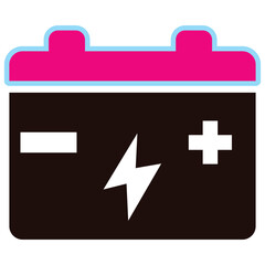 Obraz premium Battery icon with pink and blue outline on white background