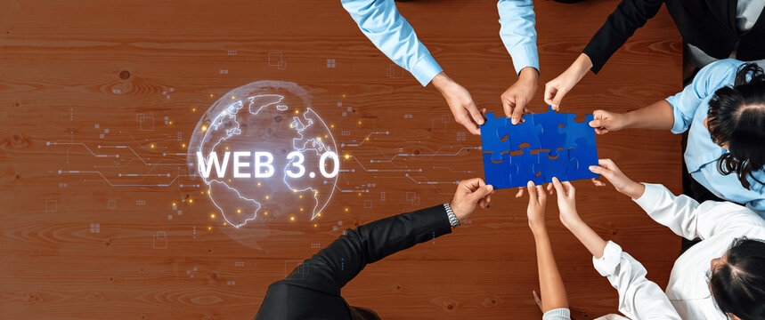 Concept of Web 3.0, the next generation of the internet. This technology represents a decentralized global network built on blockchain, enabling new digital experiences. Fermion - Powered by Adobe
