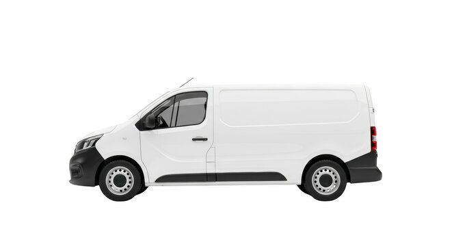Clean white delivery van mockup for branding and advertising solutions isolated on transparent background