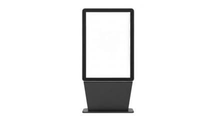 Digital advertising signage mockup blank display stand modern kiosk for commercial isolated on transparent background