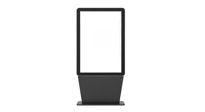 Digital advertising signage mockup blank display stand modern kiosk for commercial isolated on transparent background