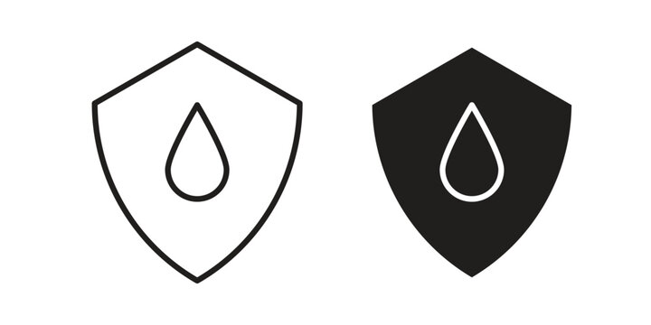 Waterproof icon suitable. Simple outline and solid style icon EPS10