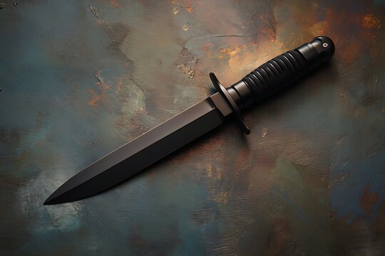 bladed knife strucyure background with stainless steel abstrat background with asbtract new art and black blade installed in it 

