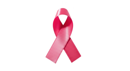 Pink ribbon symbolizing breast cancer awareness and support isolated on transparent background