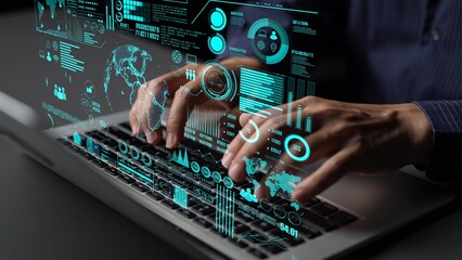 Data center monitoring dashboard visualize network performance, connection status, usage rate, and...