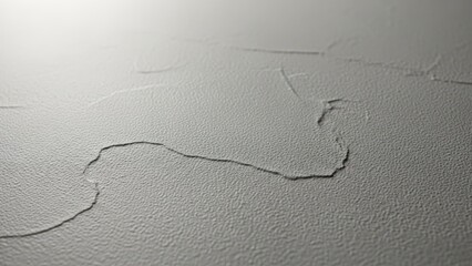 a close up view reveals textured surface with prominent cracks and subtle light patterns