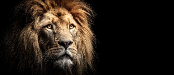 Fototapeta premium Majestic Male Lion Portrait with a Powerful and Intense Gaze