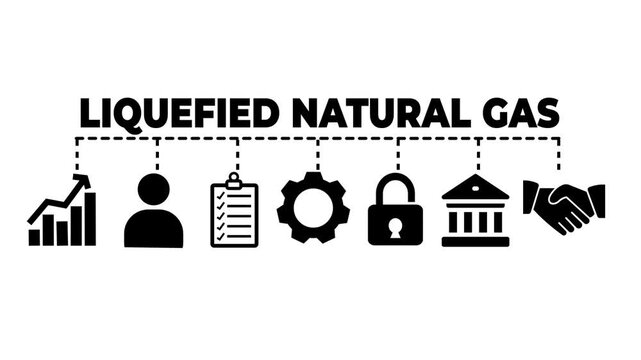 Liquefied Natural Gas web banners concept vector illustration with keywords and icons