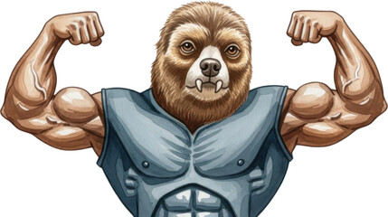 a muscular bear character flexing its arms on transparent background