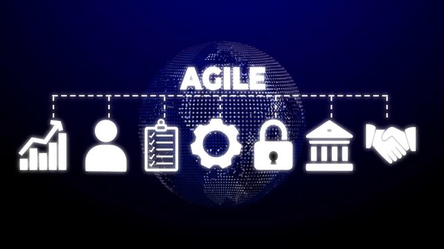Agile web banner icons Vector illustration concept with icons keywords of development, design, requirements, maintenance,