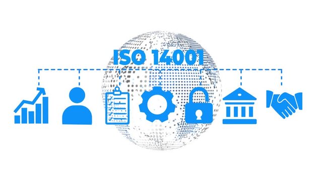 ISO 14001 banner web icon vector illustration concept with icon of environmental, planning, control, management, standard and certification.