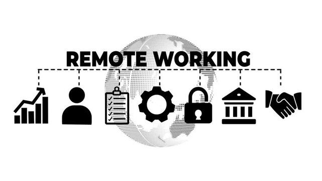 Remote working banner web icon vector illustration concept for working at home with icon of video conference, telecommuting, connecting online, voip,