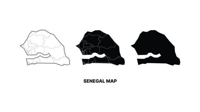Minimalist senegal map in monochrome