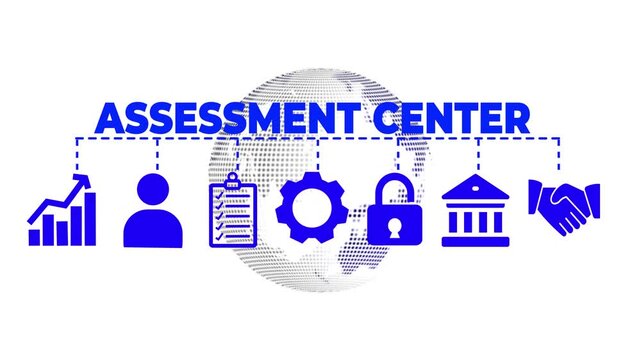 Assessment center banner web icon vector illustration concept with icon of candidate, recruit, competence, suitability, aptitudes, test, personality