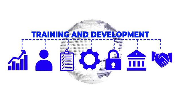 Training and Development banner web icon vector illustration concept with icon of coaching, in-company, trainer, development, supervisory, communication, career,