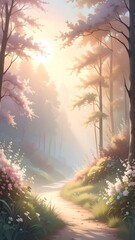Enchanted Forest Path - A Serene Landscape Painting.