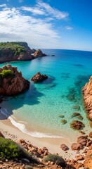 Naklejka premium Serene tropical beach with clear waters