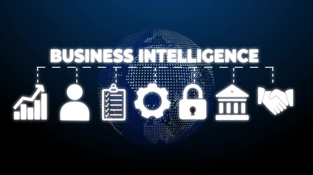 Business Intelligence banner web icon vector illustration concept with icon of data mining, analysis, Strategy, measurement, benchmarking, report and management