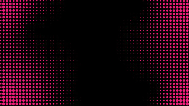 Neon Pink Halftone Dots Frame on Black Background &ndash; Modern Pop Art Comic Border, Abstract Gradient Circle Pattern, Vibrant Poster Banner Template with Copy Space