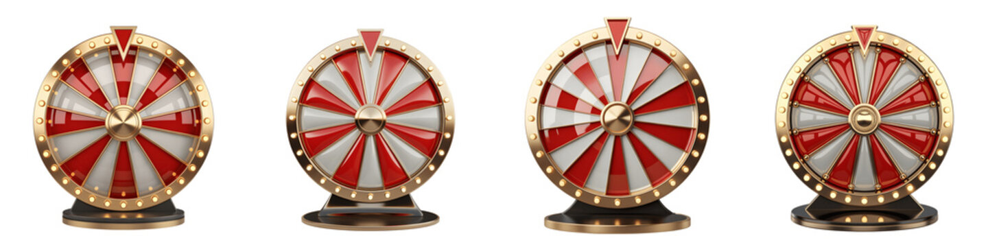 Set For colorful prize wheels isolated on transparent background